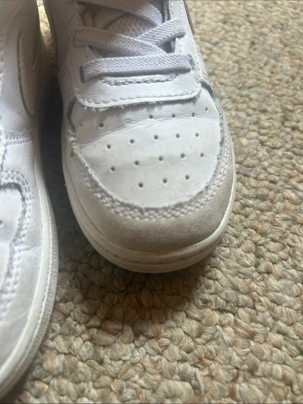 Nike Kids White High-Top Sneakers with Hook-and-Loop Strap